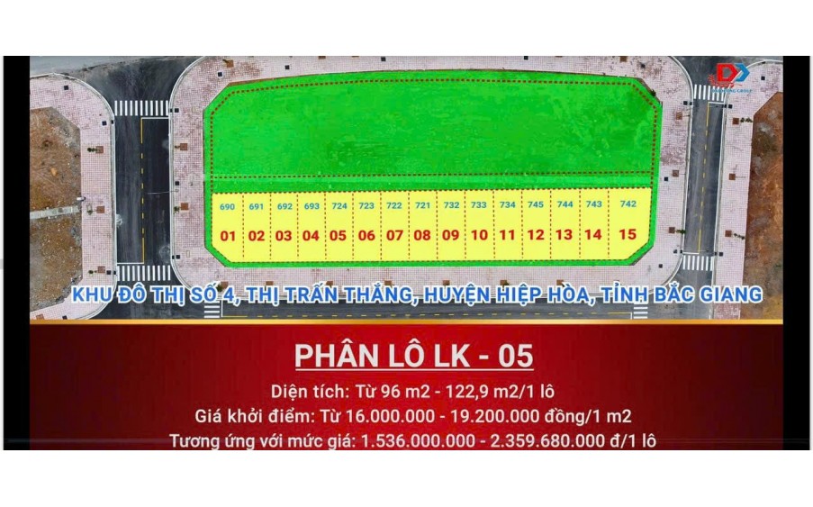 Đấu giá Khu dân cư số 4- TT Thắng- Hiệp Hoà- BG giá F0