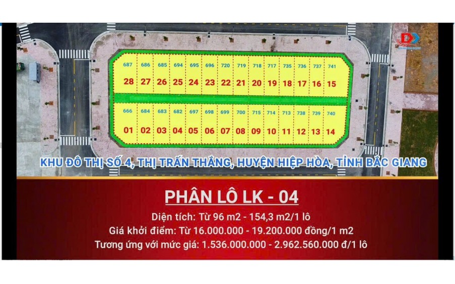 Đấu giá Khu dân cư số 4- TT Thắng- Hiệp Hoà- BG giá F0