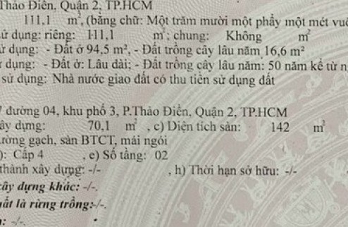 Bán nhà phố thảo điền quận 2