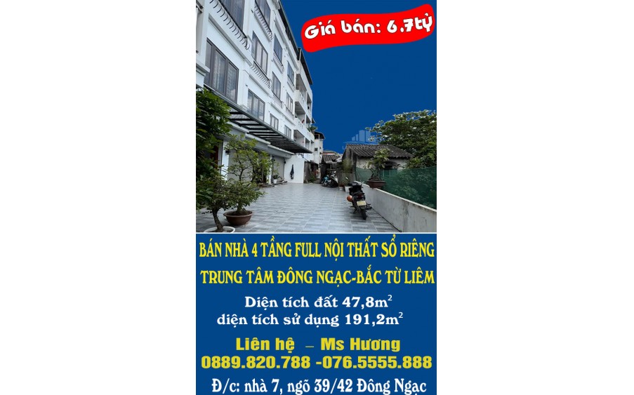 BÁN NHÀ 4 TẦNG FULL NỘI THẤT SỔ RIÊNG TRUNG TÂM ĐÔNG NGẠC-BẮC TỪ LIÊM