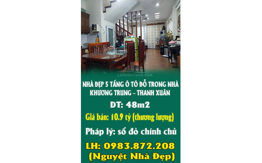 NHÀ ĐẸP 5 TẦNG Ô TÔ ĐỖ TRONG NHÀ KHƯƠNG TRUNG – THANH XUÂN.