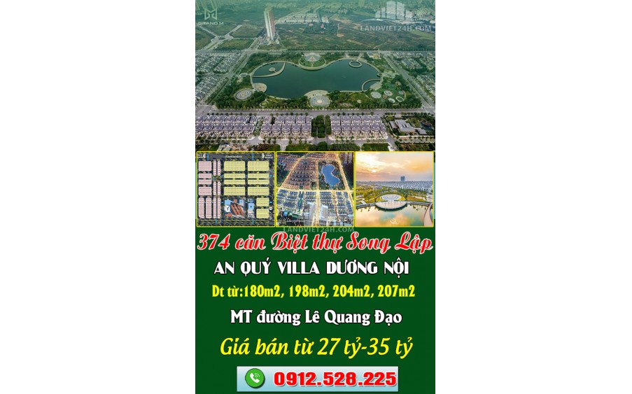 BÁN BIỆT THỰ AN QUÝ VILLA DƯƠNG NỘI HÀ ĐÔNG