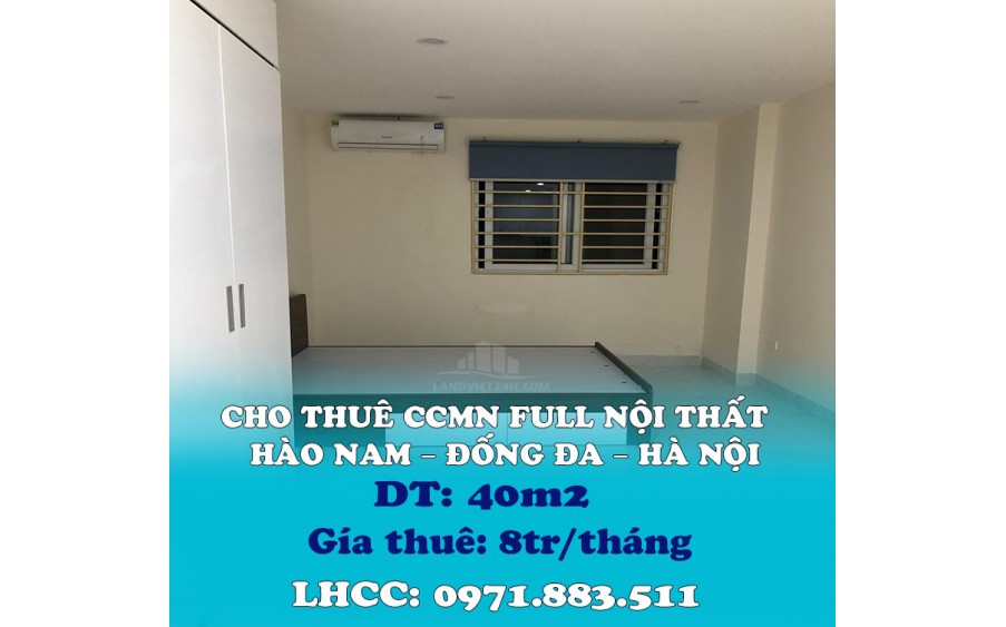 CHO THUÊ CCMN FULL NỘI THẤT – HÀO NAM – ĐỐNG ĐA – HÀ NỘI.