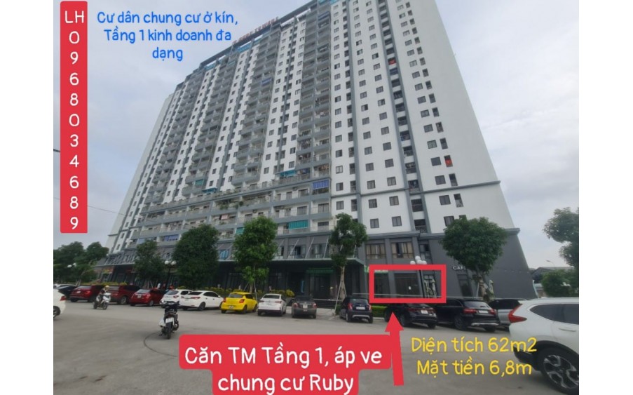 Bán căn thương mại tầng 1 chung cư Ruby, Lam Sơn - Đông Vệ, TPTH. Giá CĐT. Nhận nhà kinh doanh ngay