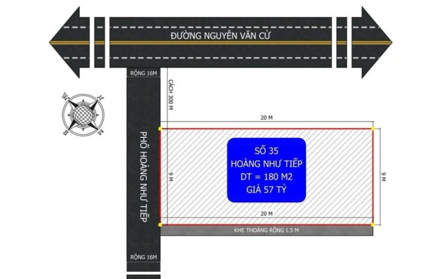 Nhỉnh 300trd/m2 có ngay 200m2, MT 10m2 Phồ Hoàng Như Tiếp Long Biên