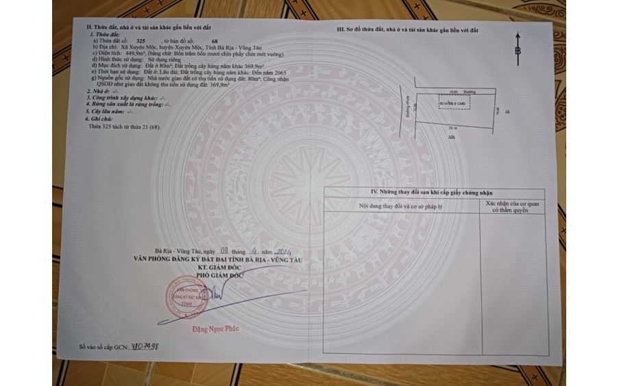 Cần bán đất có nhà cấp 4. Ở Xuyên Mộc. Bà Rịa - Vũng Tàu