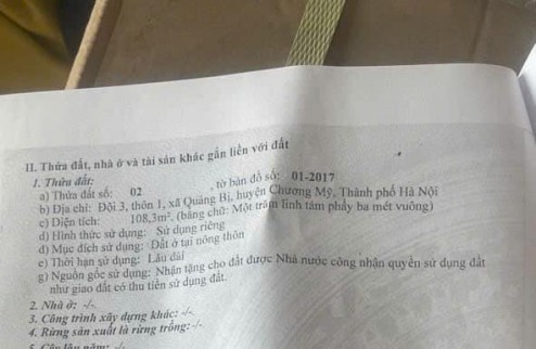 Cc F0 gửi bán 108m2, chỉ nhỉnh hơn 10 tỷ, bám mặt đường TL 419 tại phố Quảng Bị. sẵn nhà 4 tầng đang cho thuê 15 tr/tháng, kinh doanh sầm uất, ô tô