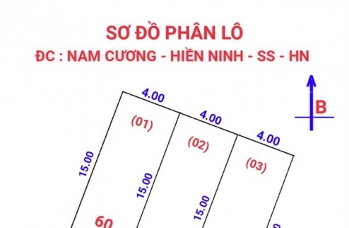 Bán Gấp 60m2 tại Nam Cương - Hiền Ninh - Sóc Sơn. Đường thông,oto vào đất