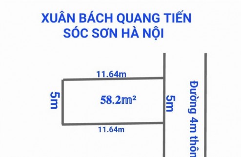 Hàng đẹp 58.2m2 tại Xuân Bách- Quang Tiến- Sóc Sơn. Đường oto thông vào đất