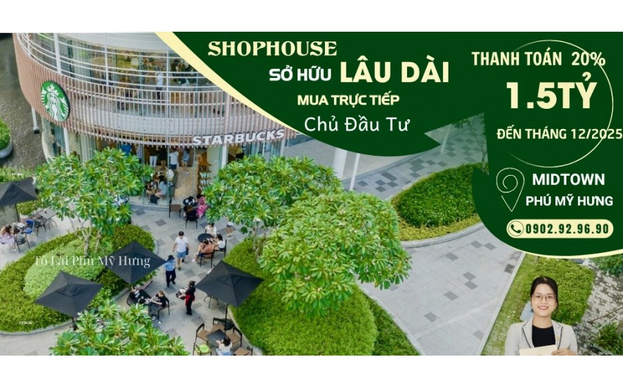 Bán shophouse tầng 2 - 5 Midtown Phú Mỹ Hưng - Mua trực tiếp CĐT - Vay 70% ân hạn gốc lãi đến khi nhận nhà.