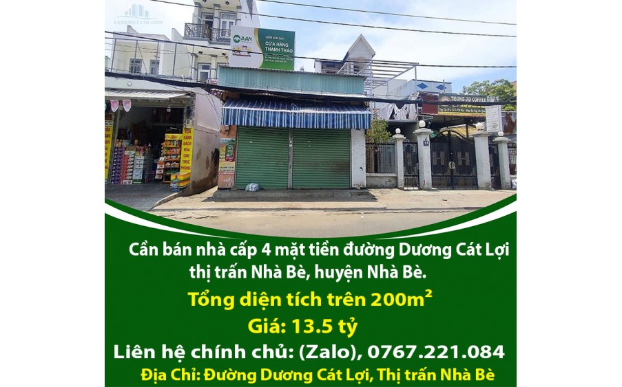 Cần bán nhà cấp 4 mặt tiền đường Dương Cát Lợi, thị trấn Nhà Bè, huyện Nhà Bè.