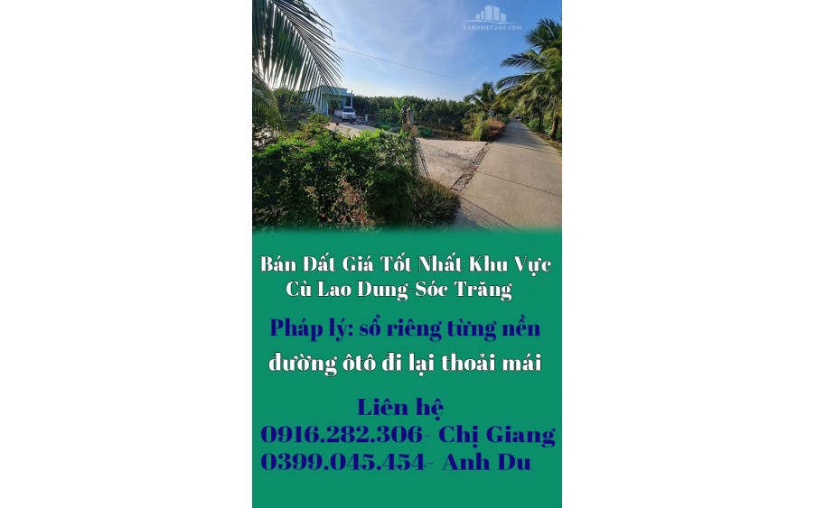 Bán Đất Giá Tốt Nhất Khu Vực Cù Lao Dung-Sóc Trăng