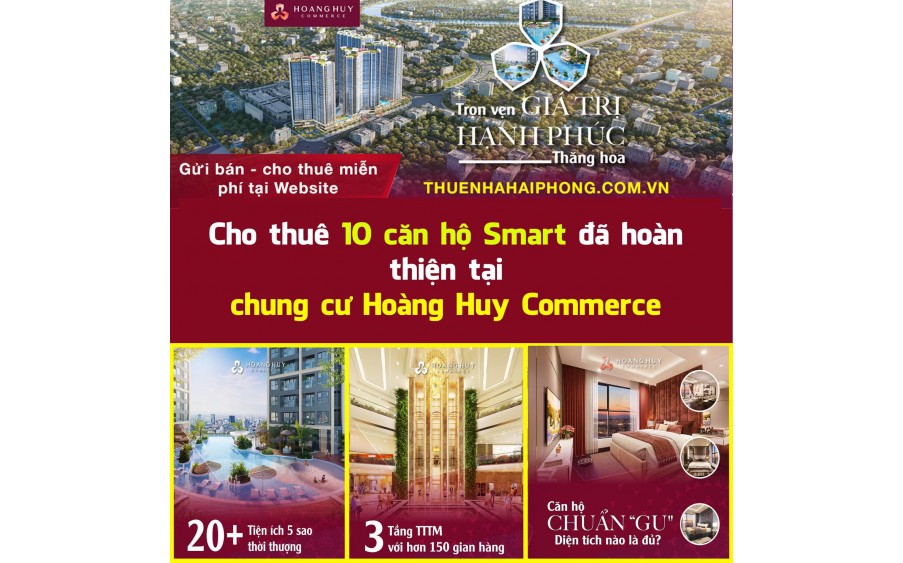 [Cho thuê Hoàng Huy Commerce] CHO THUÊ CĂN 1,5 Phòng ngủ  FULL ĐỒ SIÊU XINH GIÁ 10tr /THÁNG