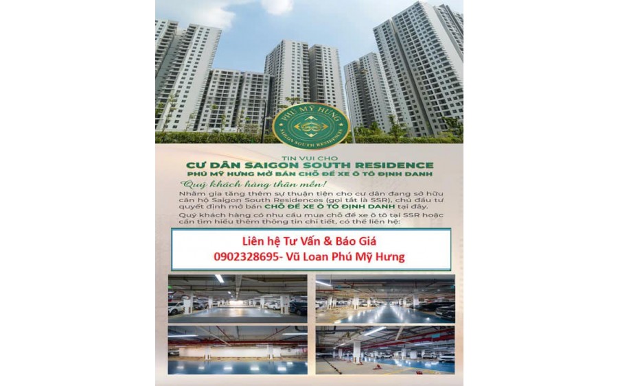 Phú Mỹ Hưng Bán ô đậu xe dự án Saigon South Residence