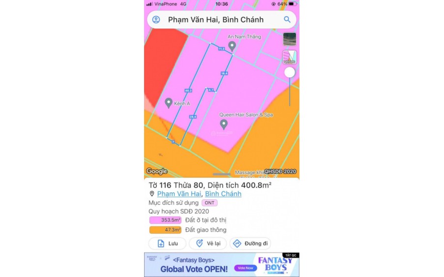 Bán đất Lê Văn Quới, Bình Tân, hẻm nhựa xe tải 72.6m2, 6,3 tỷ