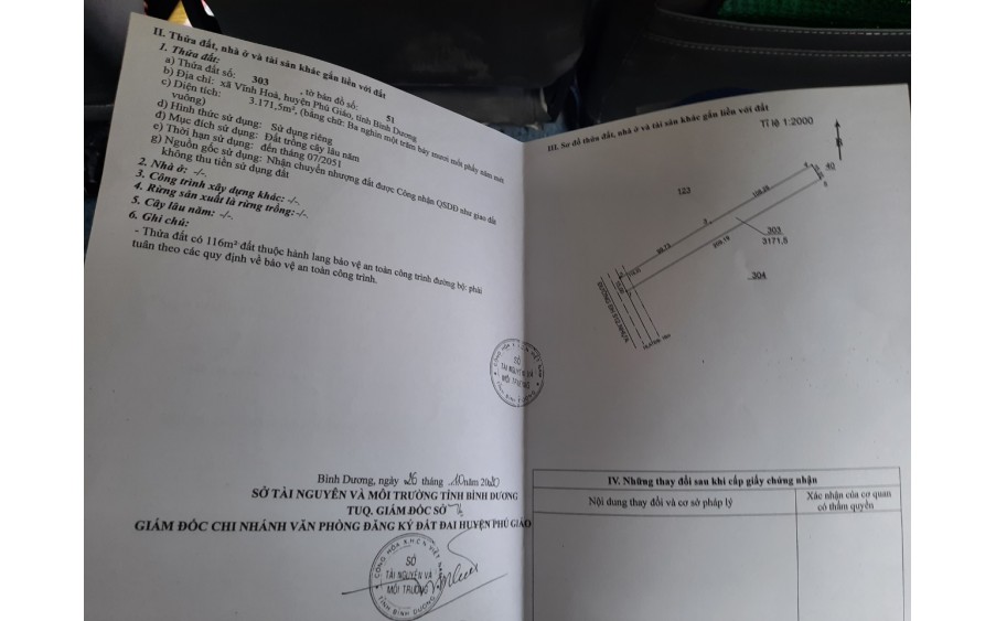 Bán đất vĩnh hòa phú giáo.Dt 48.350m.Giá bán 16 tỷ 1ha.đất đã đóng skc 50 năm cho toàn bộ diện tích,