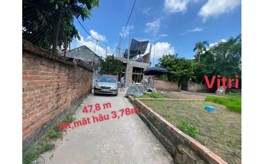 Chỉ hơn 1 tỷ  -  sót 1 lô  47,8 m2 giáp quận Hà Đông  4 km - tt chuc son  3 km 
- Diện tích 47,8 m2 full thổ cư  
 địa chỉ : thôn Phú Bến - Thụy