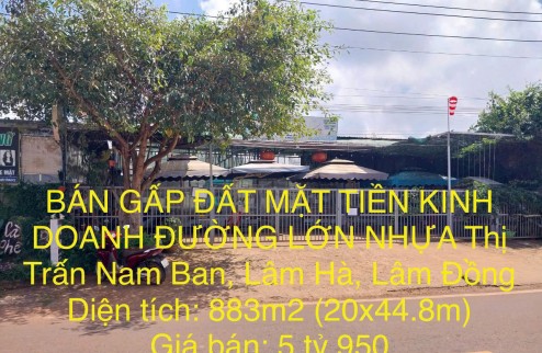 BÁN GẤP ĐẤT CC MẶT TIỀN KINH DOANH ĐƯỜNG LỚN NHỰA Thị Trấn Nam Ban, Lâm Hà, DT 883m2, Giá 5tỷ950