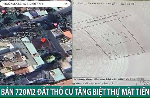 BÁN 720M2 ĐẤT THỔ CƯ TẶNG BIỆT THỰ MẶT TIỀN TRUNG TÂM MỸ AN-NGŨ HÀNH SƠN