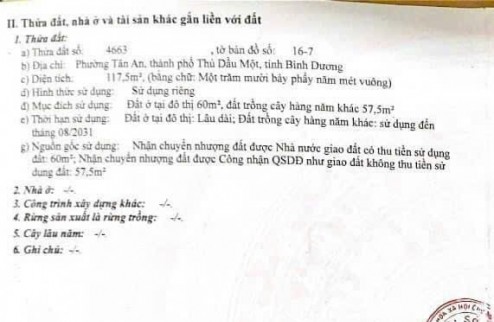 Bán Nhà Gần ngã tư vỏ cái ,cách trường Nguyễn Hiền 500m - Dt: 6m55 dài 18 tc 60 m