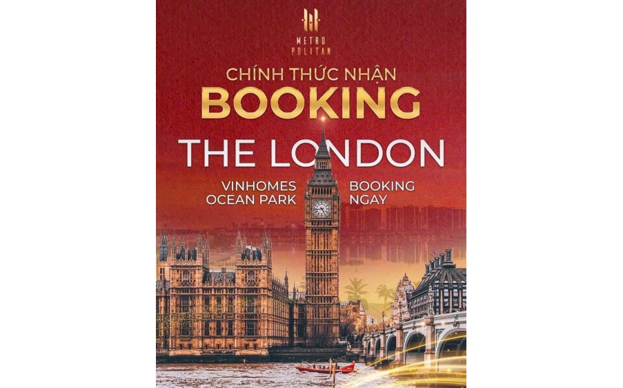 Booking ngay tòa chung cư cao cấp The London tại dự án Vinhomes Ocean Park Gia Lâm Chỉ 100 triệu sở hữu ngay căn hộ 2PN, 3PN