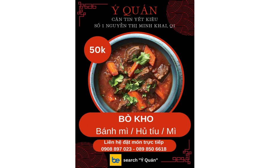 Ý Quán - Bò Kho Gia Truyền & Phá Lấu - Căn Tin Yết Kiêu cổng sau sở thú ngay chân cầu Thị Nghè hồ bơi Yết Kiêu