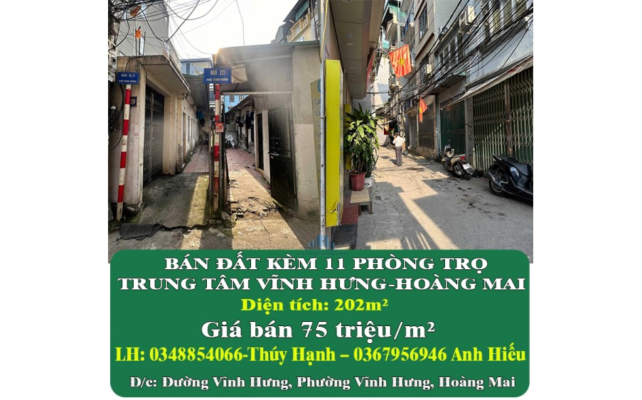 CHÍNH CHỦ BÁN ĐẤT KÈM 11 PHÒNG TRỌ TRUNG TÂM VĨNH HƯNG-HOÀNG MAI