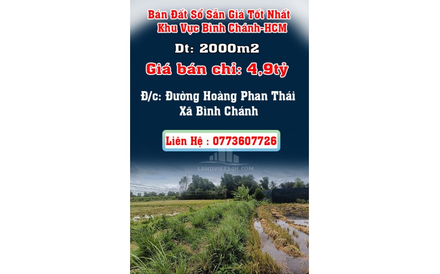 Chính Chủ Bán Đất Sổ Sẵn Giá Tốt Nhất Khu Vực Bình Chánh-HCM