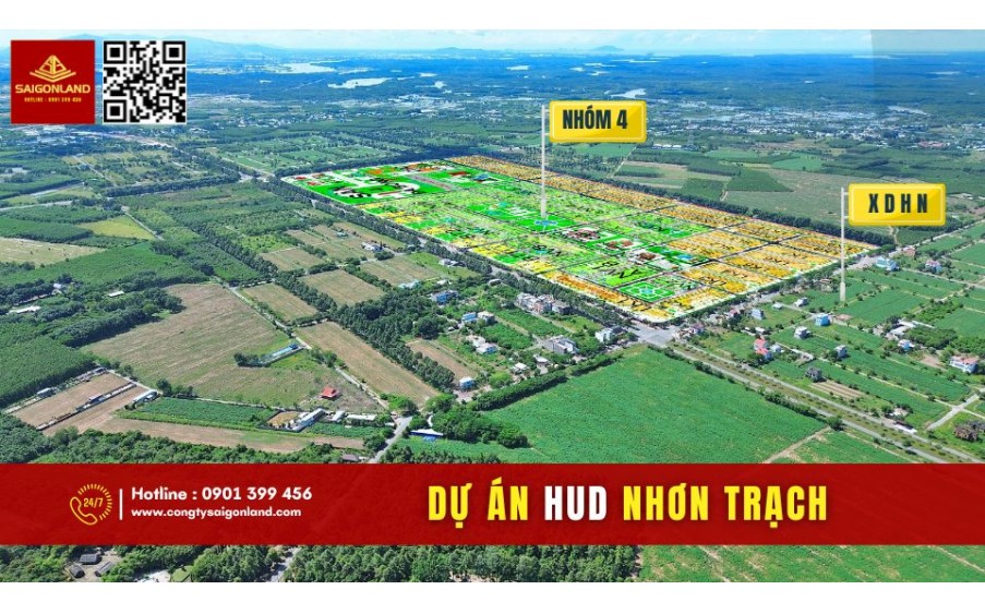 Saigonland Mua bán đất nền dự án HUD và XDHN sổ sẵn với giá cực tốt tại Nhơn Trạch Đồng Nai.