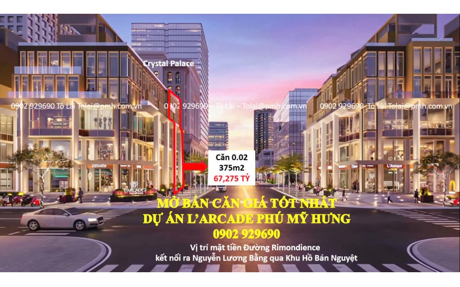 1 căn L’arcade giá tốt nhất giỏ hàng - Vị trí ngay khu CBD Phú Mỹ Hưng. Liên hệ 0902 929690