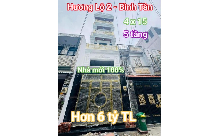 Nhà mới đẹp - 4 tầng - Hương Lộ 2 - Bình Tân - Nhỉnh 6 tỷ