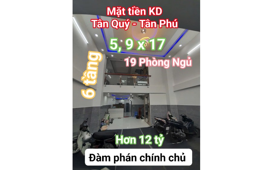 Mặt tiền Tân Quý - Tân Phú - CHDV 19 phòng 100 tr/tháng, 6 tầng, hơn 12 tỷ