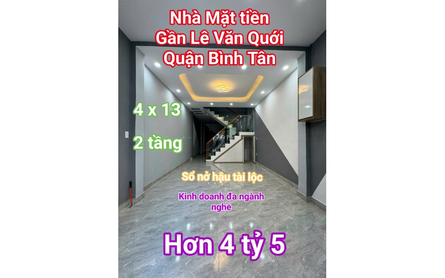 Nhà mặt tiền Gần Lê Văn Quới Bình Tân 51m2, 2 tầng, nhỉnh 4 tỷ 5