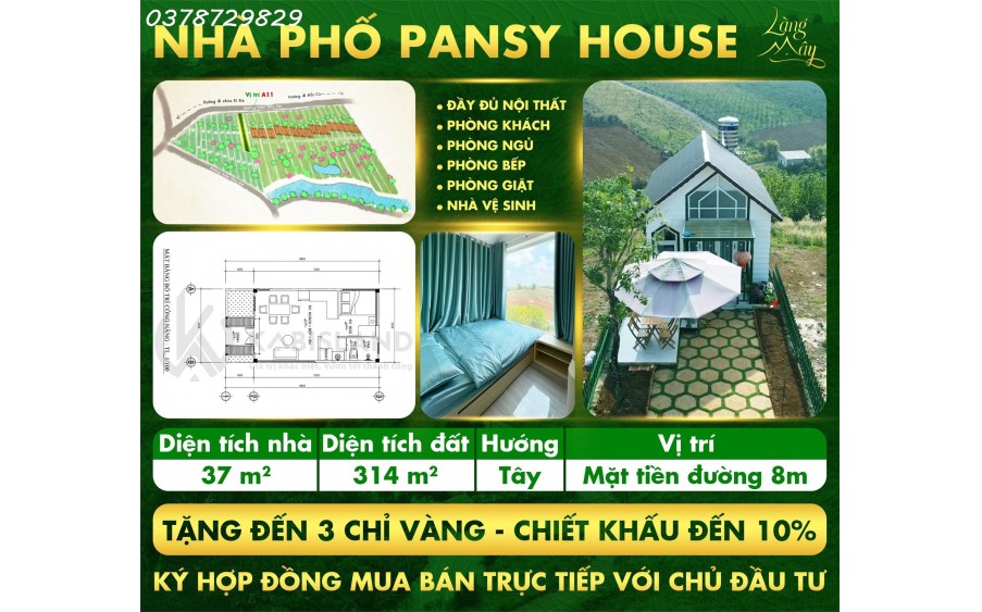 Bán nhà phố Pansy House Đầy Đủ Nội Thất, Cảnh Quan Sẵn - Giá 2 tỷ - 314m2