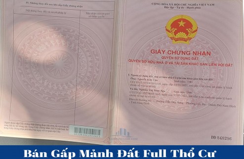 Chính Chủ Bán Gấp Mảnh Đất Full Thổ Cư Tại Trung Tâm TP. Nam Định