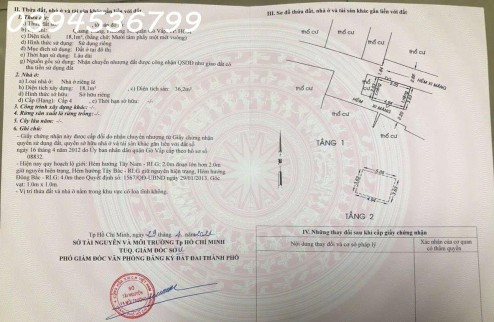 BÁN NHÀ GẤP GÒ VẤP, NGAY GẦN CHỢ, HẺM BA GÁC TỚI NHÀ CÁCH 50M RA MẶT TIỀN QUANG TRUNG, GÒ VẤP, 2 TẦNG, 2PN CHỈ 2.35 TỶ.