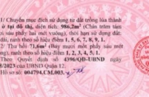 BÁN (1.105M2) ĐẤT VÀ NHÀ MẶT TIỀN ĐÔNG HƯNG THUẬN 17, QUẬN 12. GIÁ 45 TỶ TL