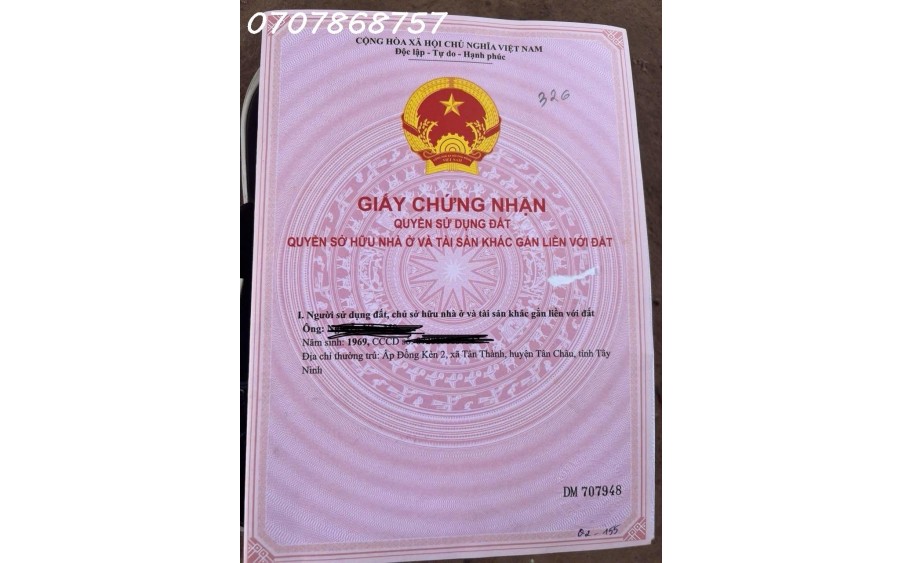 Chính chủ bán lô đất đẹp mặt tiền đường 795, xã Tân Thành, Tân Châu, giá đầu tư 1,4tr/m2