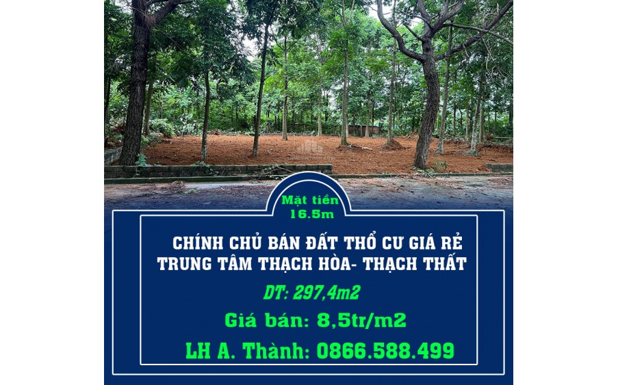 CHÍNH CHỦ BÁN ĐẤT THỔ CƯ GIÁ RẺ TRUNG TÂM THẠCH HÒA- THẠCH THẤT