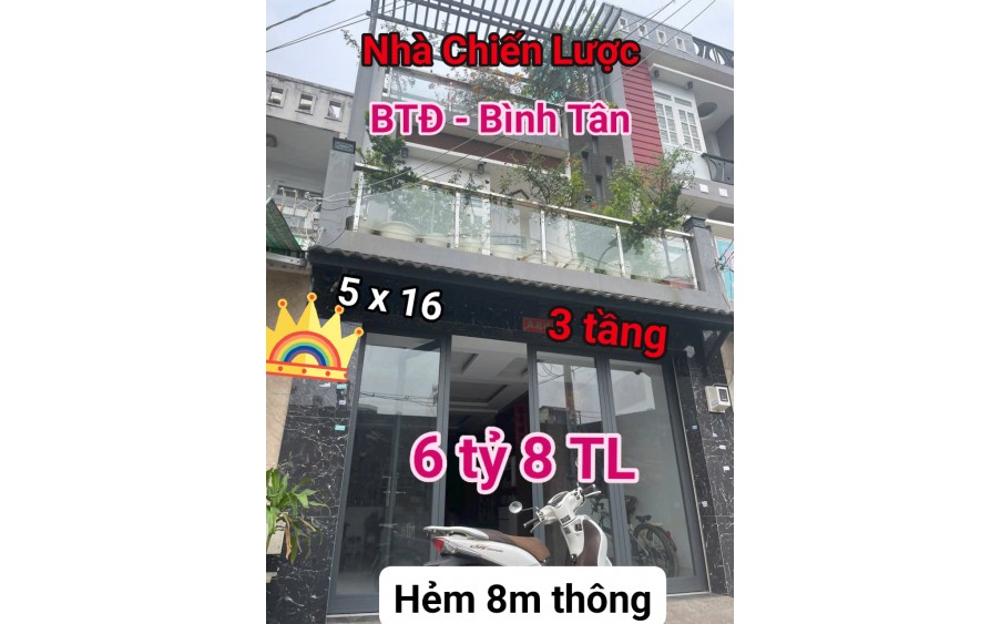 NHÀ 3 TẦNG 80M2 - 5X16 - CHIẾN LƯỢC - BÌNH TÂN - NHỈNH  6 TỶ 5