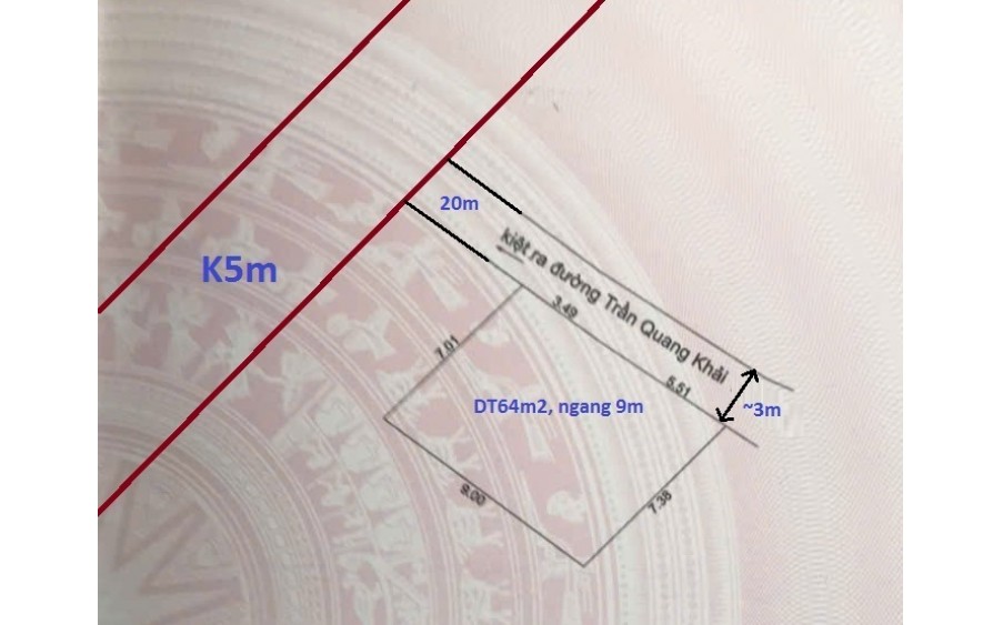 ♣ Đất Kiệt 3m, sát Ô tô, Trần Quang Khải, 64m2, ngang 9, vuông, Kinh doanh, 2.25 tỷ