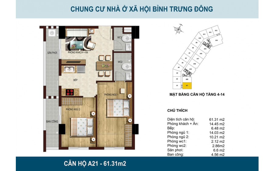 Suất nội bộ căn hộ NOXH  trung tâm Q2, Căn Góc 2PN 66m2. view hồ bơi.