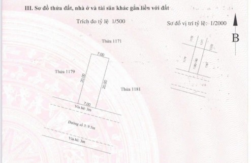 Lô 140m2 tại Vĩnh Phú 2 giảm 500tr, sổ riêng