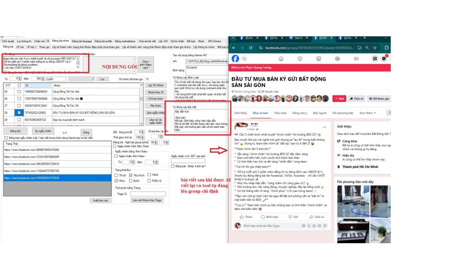 Đăng bài lên nhóm facebook bằng Gemini AI , không bị facebook gỡ bài