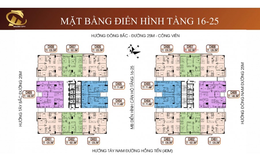 Bán căn hộ 3PN diện tích 105m2, 120m2 Hc Golden City Bồ Đề Long Biên