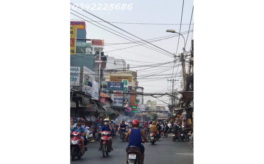 Bán nhà trước mặt đường gò xoài, mua sắm nhộn nhịp đến 11 đêm,4 tầng lầ, nở hậu L