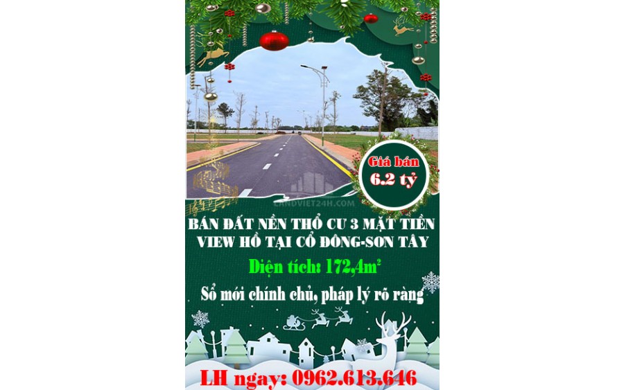 BÁN ĐẤT NỀN THỔ CƯ 3 MẶT TIỀN VIEW HỒ TẠI CỔ ĐÔNG-SƠN TÂY