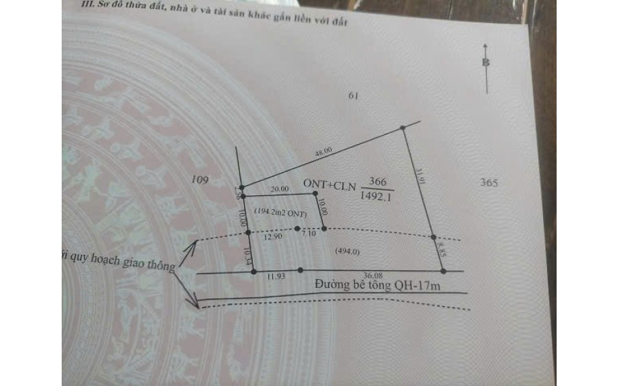 Chính chủ cần bán mảnh vườn thuộc QH KĐT Phú Xuân (ngay sau Công ty Cà Phê 49)