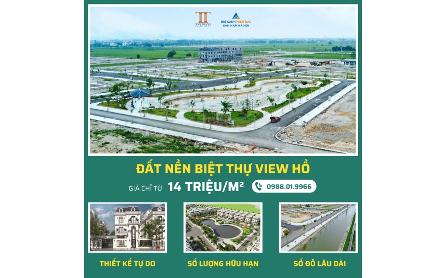 Mở bán Đất nền liền kề, biệt thự và shophouse mặt đường trục kinh tế T4 68m tại khu đô thị kiểu mẫu Tân Thanh Elite City, cạnh Trung tâm hành chính