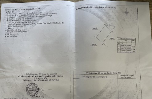 Cần bán gấp đất và nhà tại Vĩnh Hoà Hưng Bắc, Gò Quao, Kiên Giang (có 400m2 thổ cư). Giá: 3tỷ350.